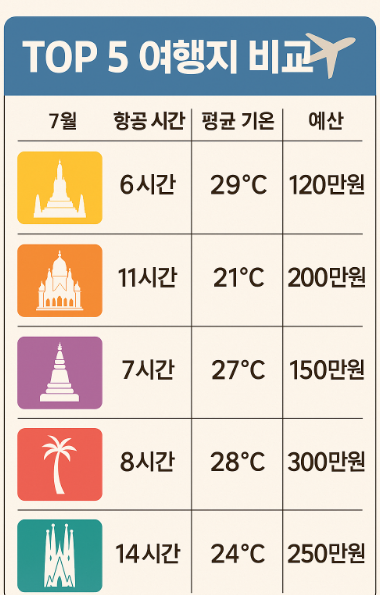 7월 해외 여행지 추천
