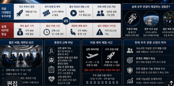 짧은 무중력 체험, 훈련과 신체 부담 장면을 함께 담은 제한적 우주 관광 현실