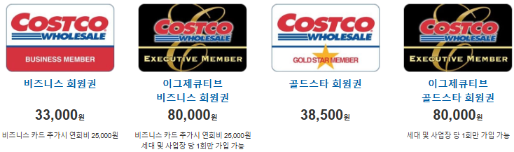 코스트코 회원권 종류 및 가격 비교