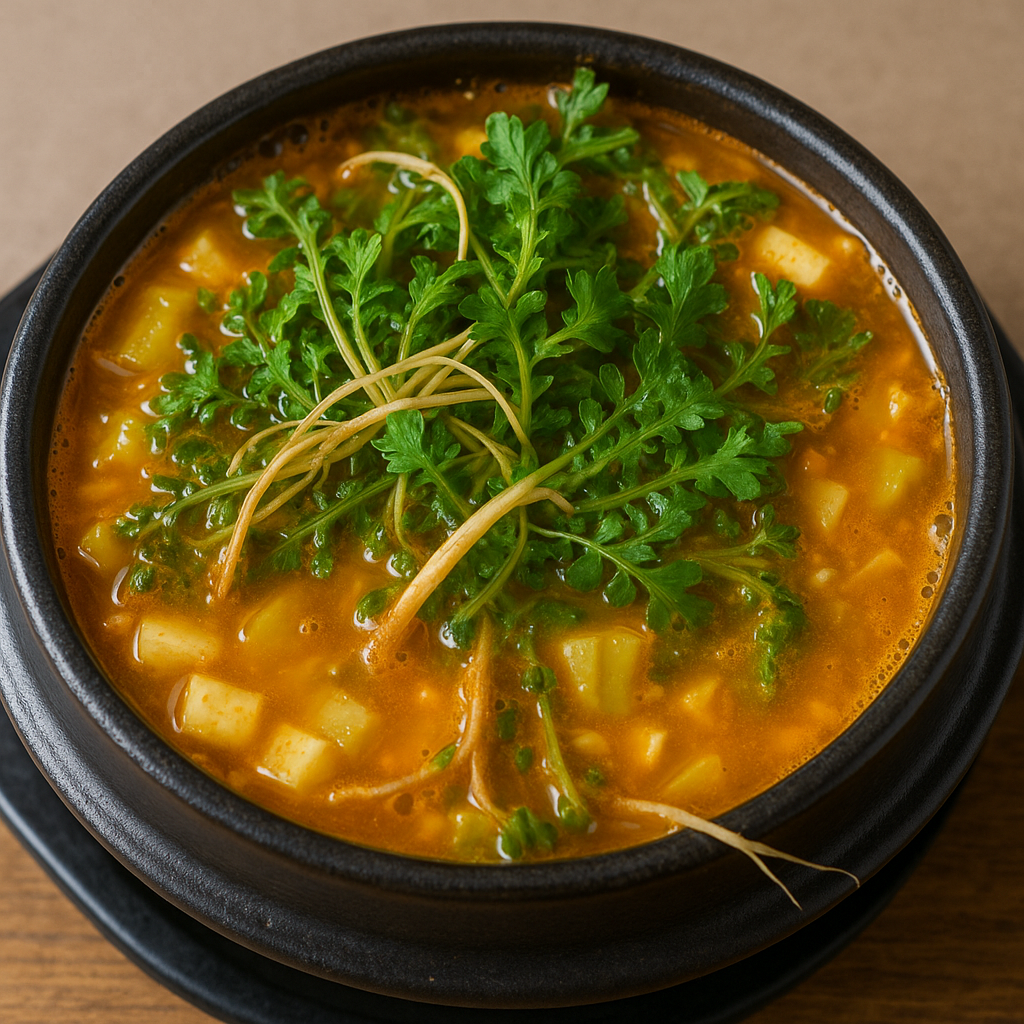 냉이가 들어간 된장국 한 그릇