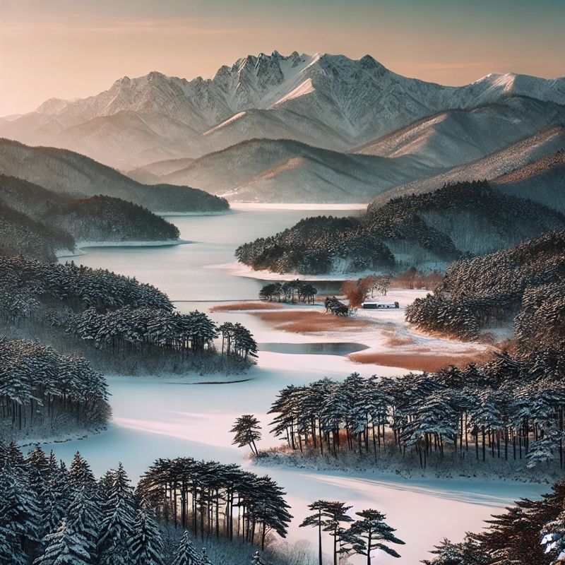 A tranquil winter scene in Gangwon, 강원도 설경