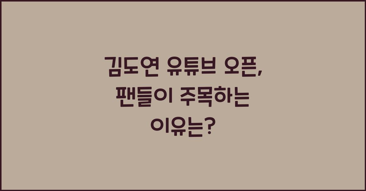 김도연 유튜브 오픈