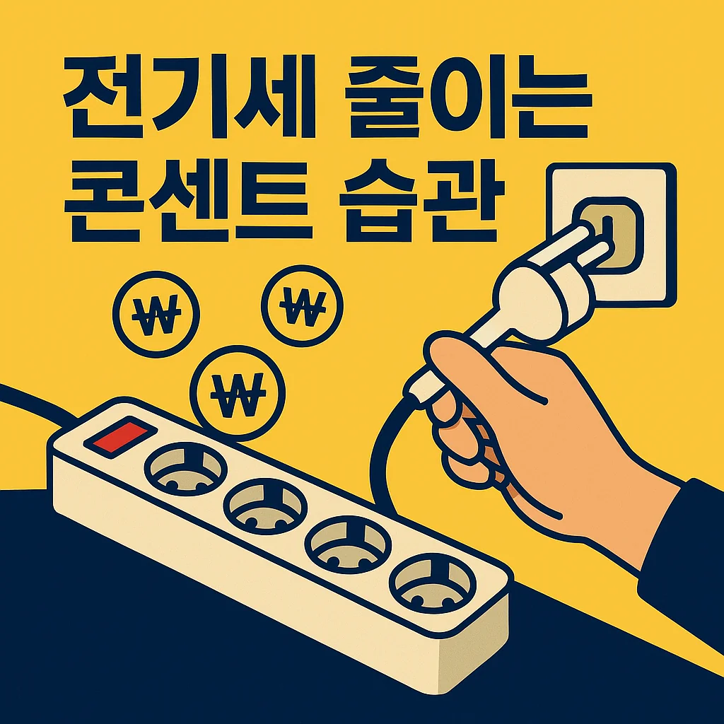 전기세 줄이는 콘센트 습관을 표현한 한국 스타일 썸네일 이미지