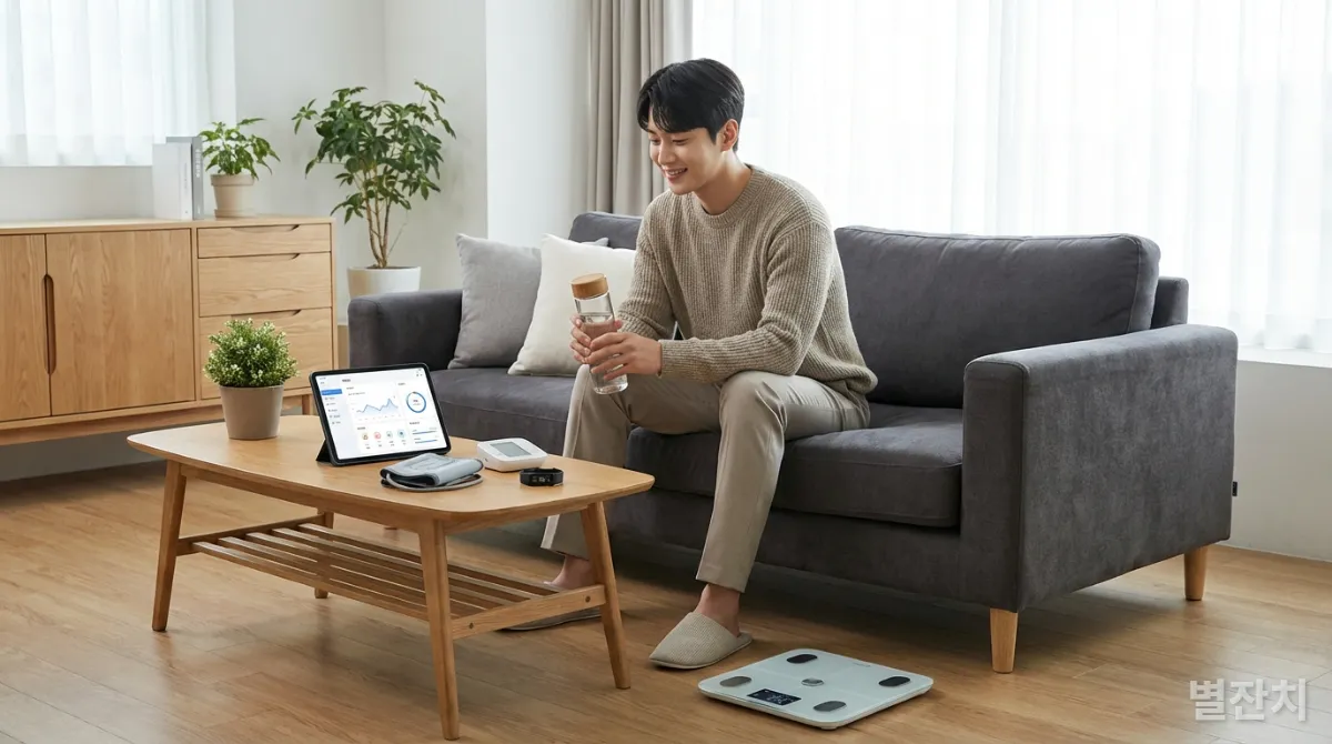 스마트 헬스 기기로 건강을 관리하는 한국인