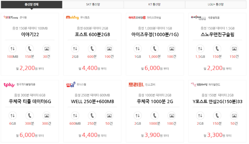 우체국 아뜰폰 요금제 선택2