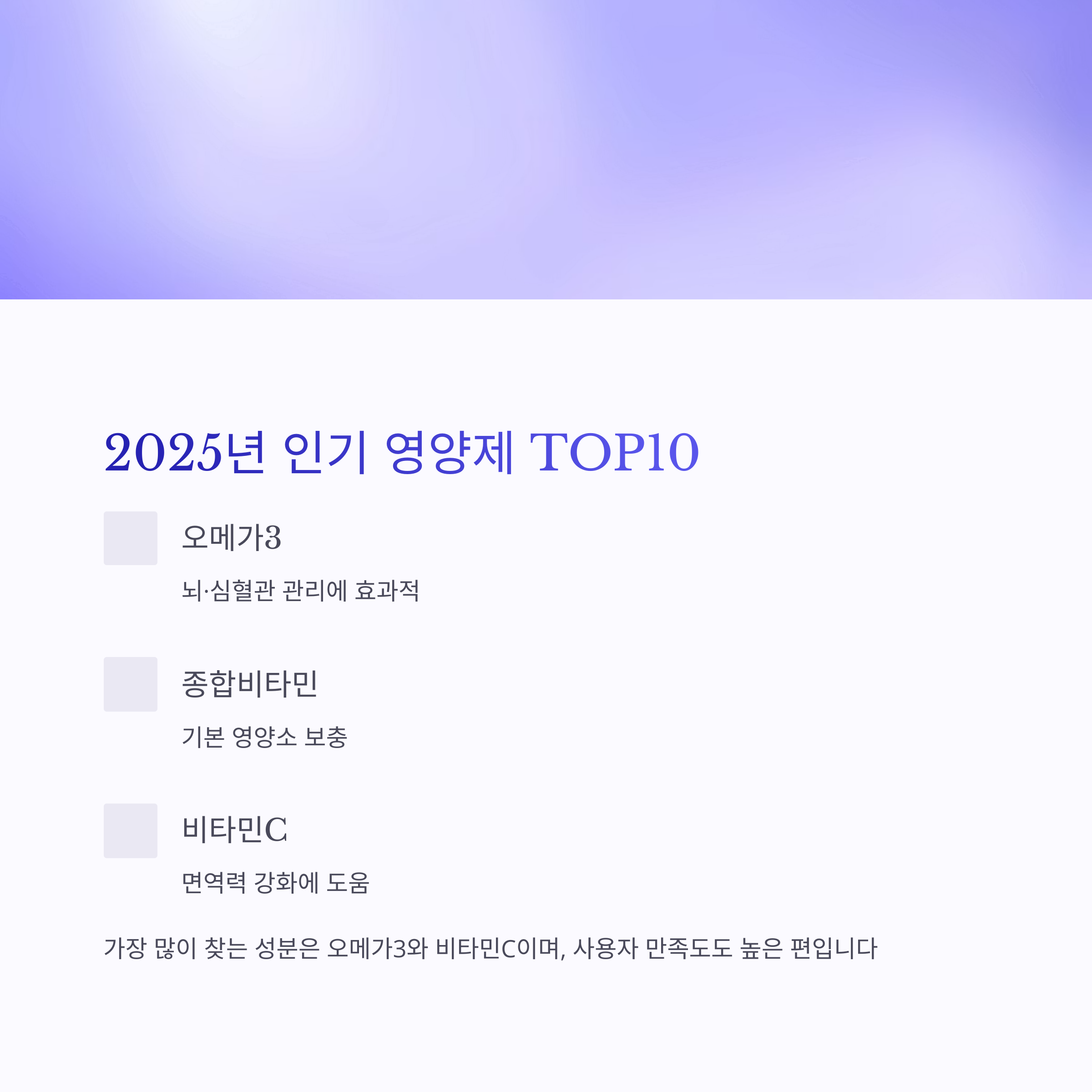 2025년 인기 영양제