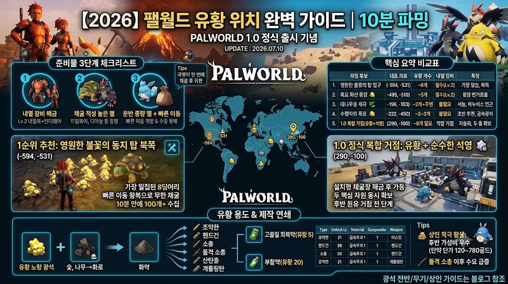 팰월드 유황 위치 완벽 가이드 ｜ 10분 파밍