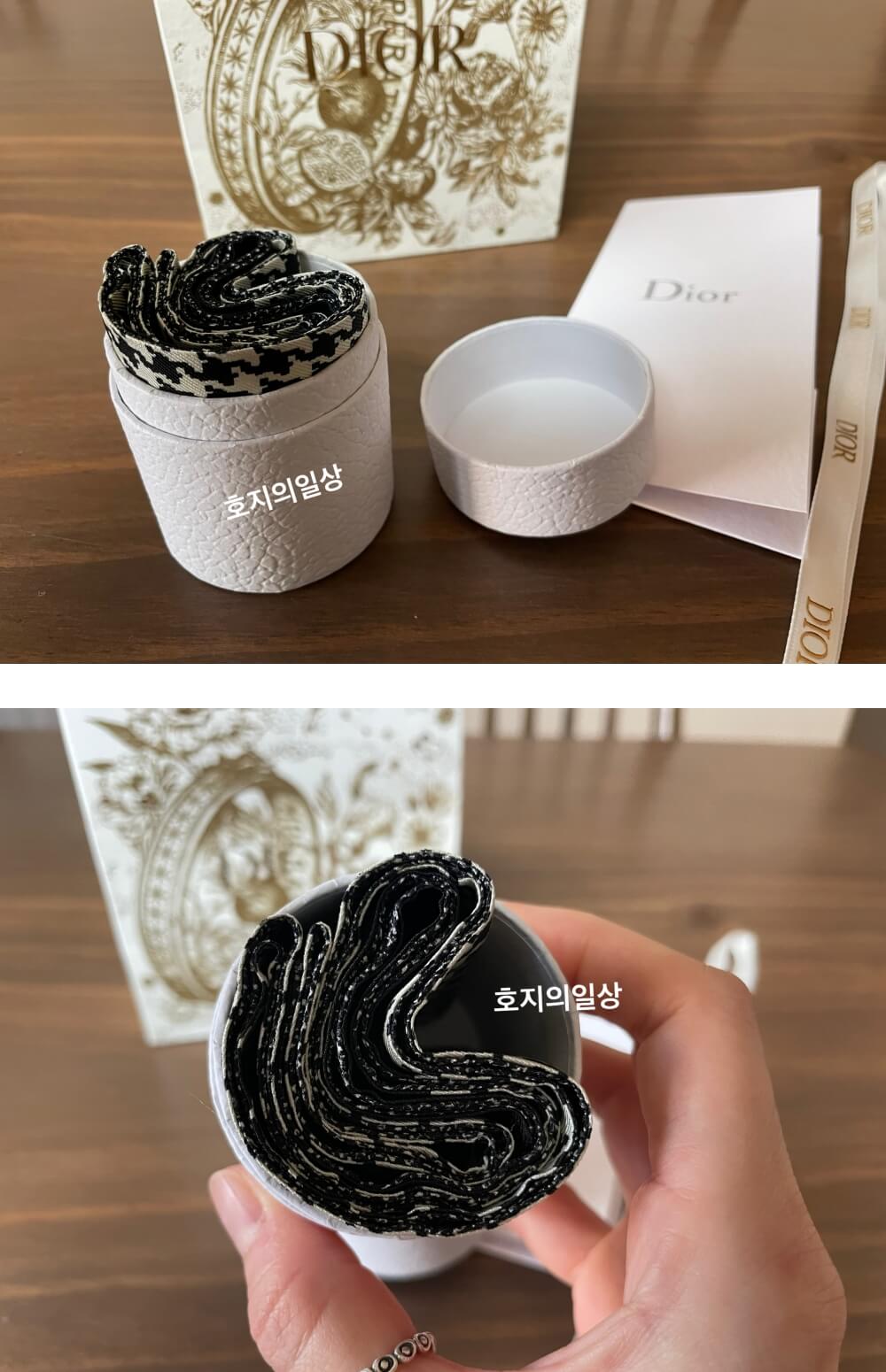 디올(DIOR) 화이트 스카프 케이스 오픈 모습