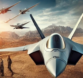 공중에 떠 있는 비행기의 모습