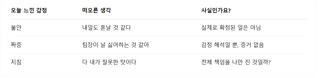 감정확인과 자동사고식별