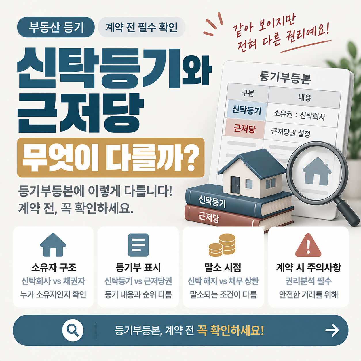 신탁등기와 근저당 차이를 보여주는 등기부등본 이미지