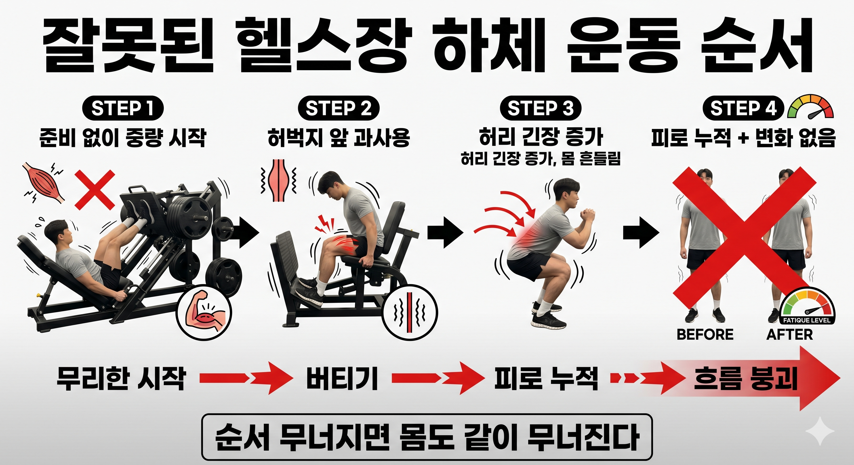 잘못된 헬스장 하체 운동 순서