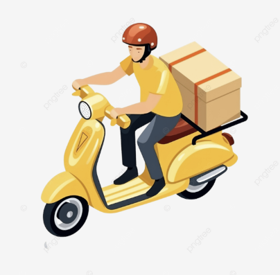 오토바이로 배달하는 이미지