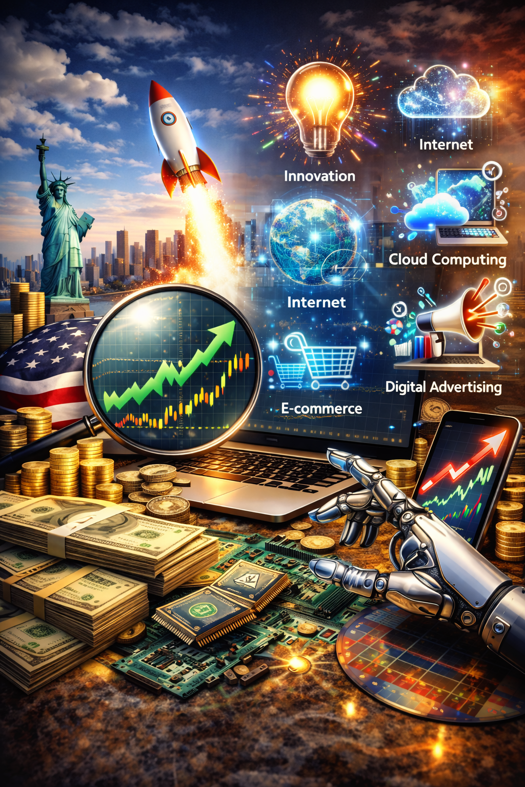 미국 기술주 급등 관련 사진