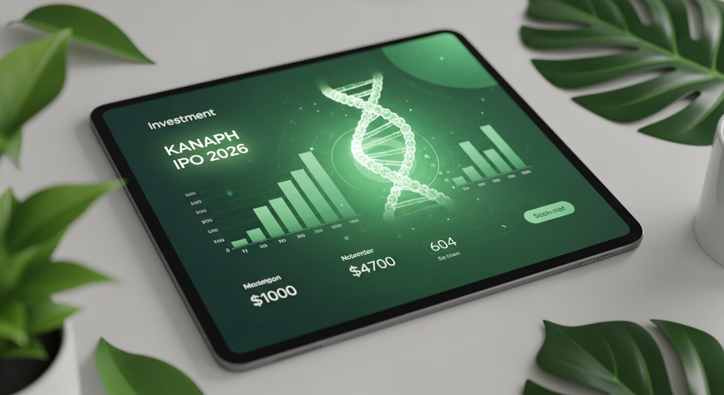 테블릿에 KANAPH INVESTMENT 와 주식 도표가있다