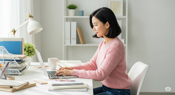 블로그의 양질의 콘텐츠를 꾸준히 작성하는 여성 블로거