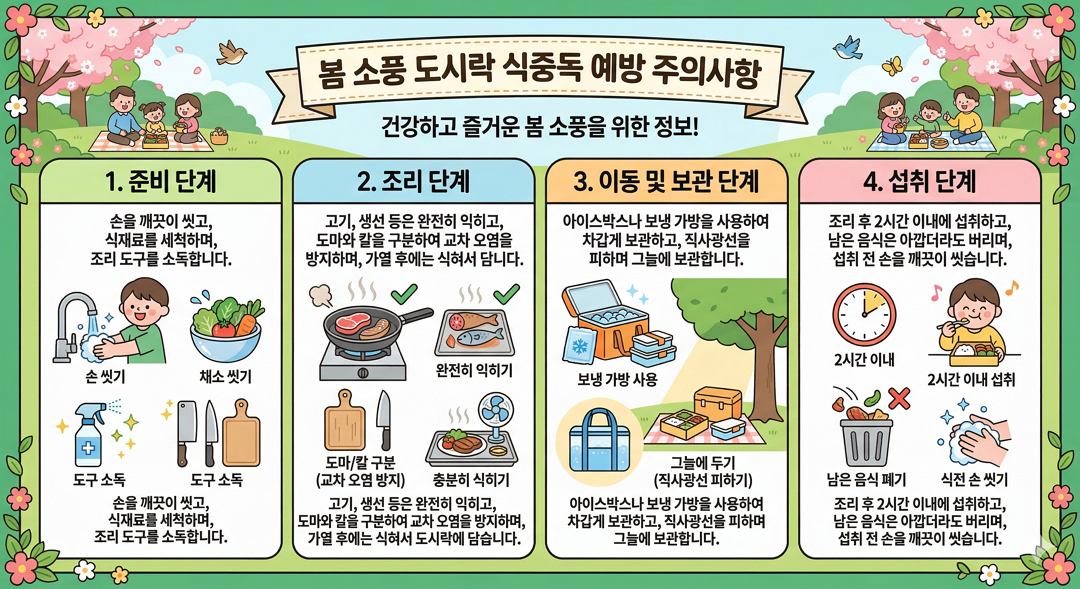 봄 소풍 도시락 식중독 예방 주의사항