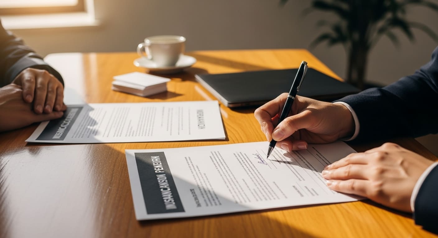 가족이 국민연금공단 창구에서 상담하는 모습