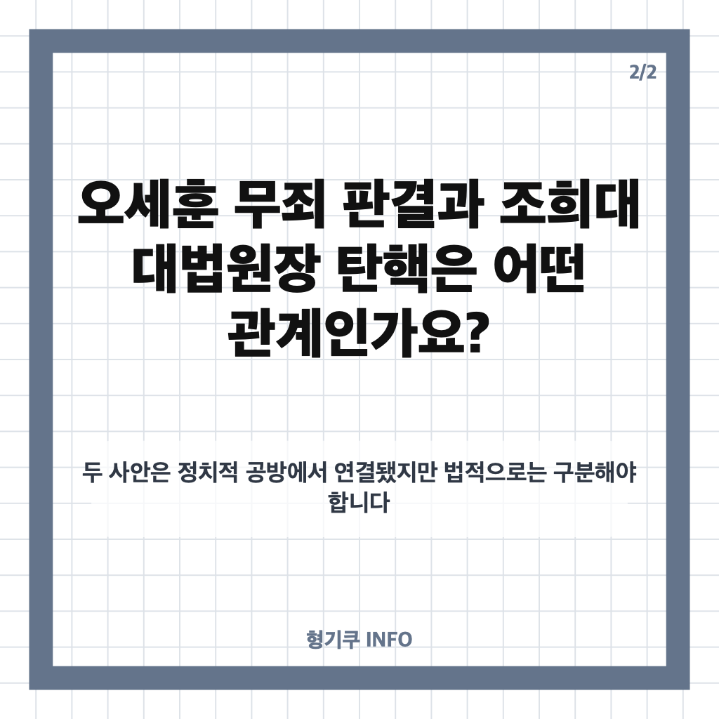 조국 조희대 탄핵 촉구, 오세훈 무죄 판결 이후 공방이 커진 이유 카드뉴스 3