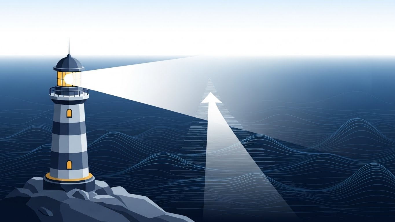 복잡한 규제의 환경 속에서 기업이 나아가야 할 윤리적 AI의 올바른 방향을 제시하는 상징적 일러스트