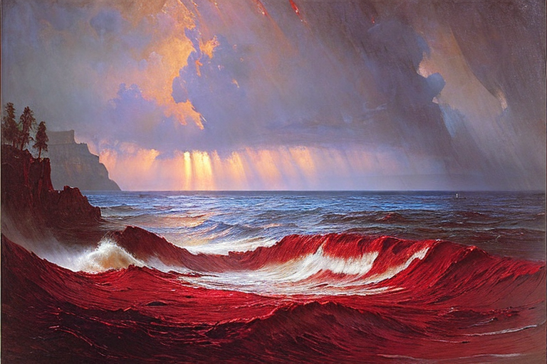 Playground AI로 생성한 그림(2) - 붉은 바다