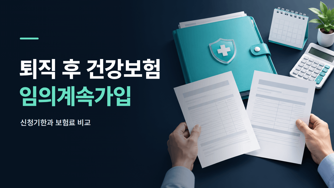 퇴직 후 건강보험 임의계속가입 ❘ 신청기한&middot;지역보험료 비교&middot;첫 납부 확인