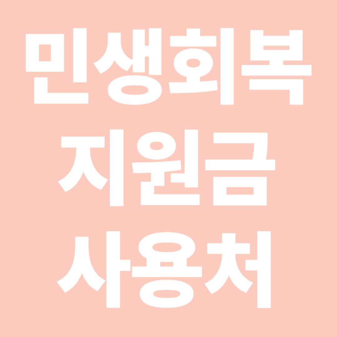 민생회복지원금 사용처 총정리