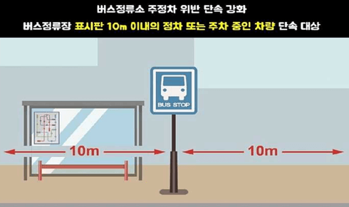 버스정류장 인근 10m 이내 불법주정차 금지