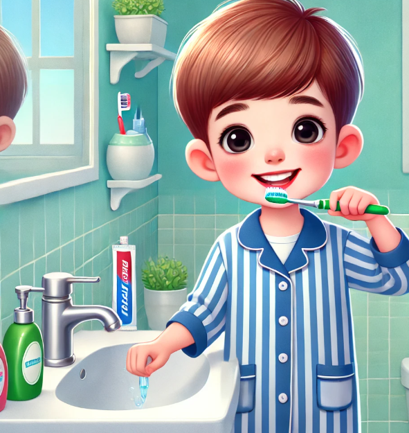 칫솔질 하는 어린이