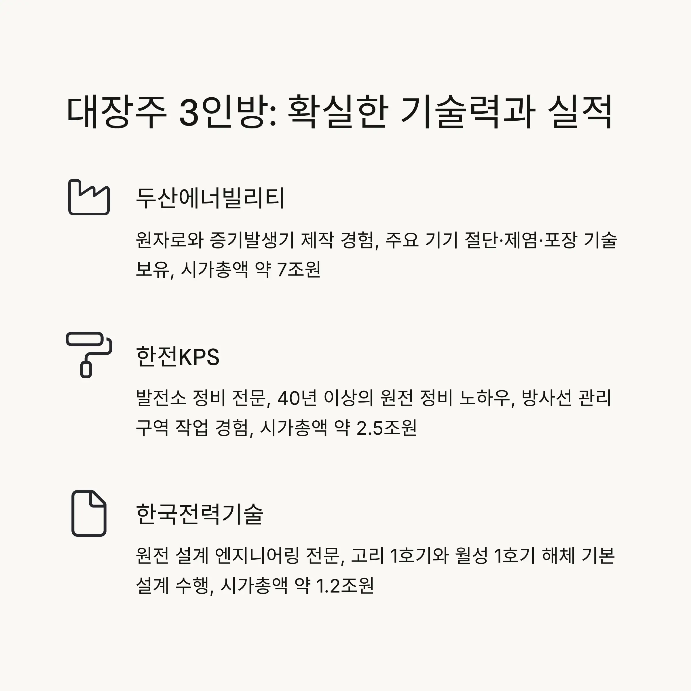 💎 원전해체 관련 대장주 분석