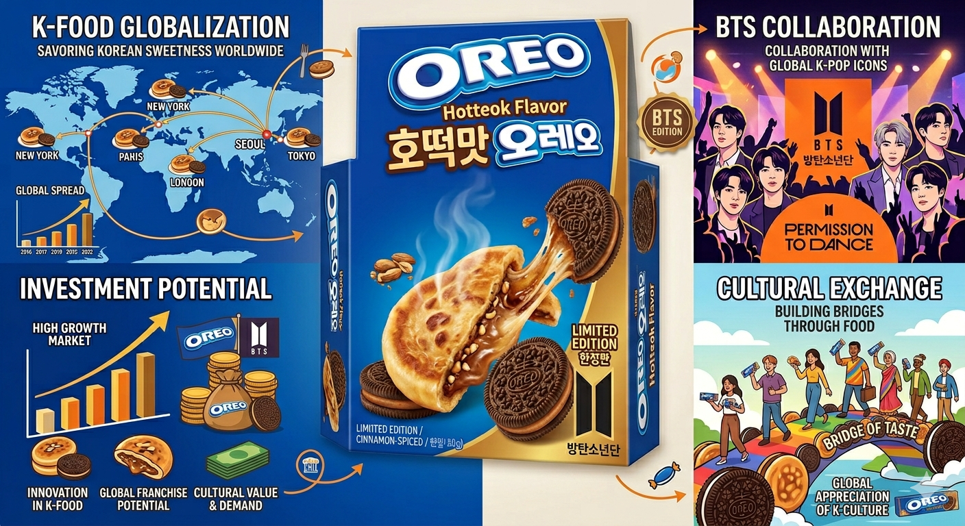 호떡맛 오레오 (K-푸드 글로벌화, BTS 협업, 투자 가능성)