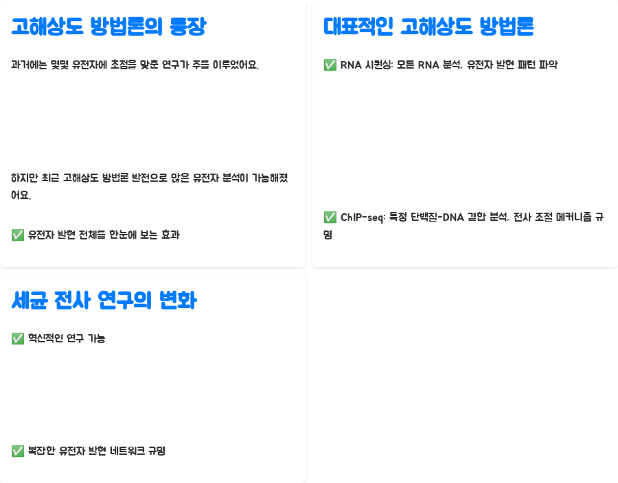 분자생물학: 세균 전사 연구의 미래, 지금 밝혀지다! - 고해상도 방법론의 등장: 세균 전사 연구의 새로운 시대 분자생물학: 세균 전사 연구의 미래, 지금 밝혀지다! - 고해상도 방법론의 등장: 세균 전사 연구의 새로운 시대