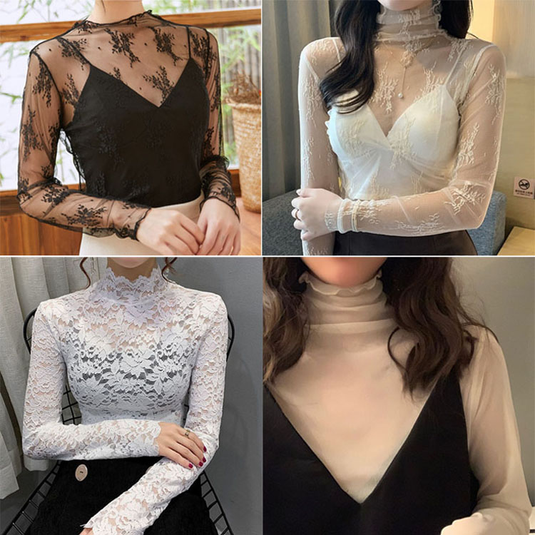 레이스 시스루 블라우스 이너 16종