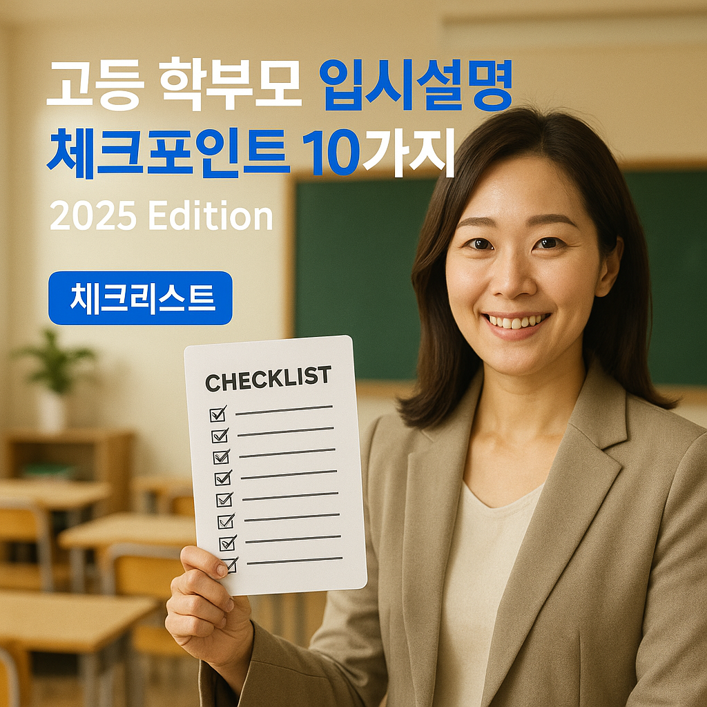 고등 학부모 입시설명 | 체크포인트 10가지 2025 Edition