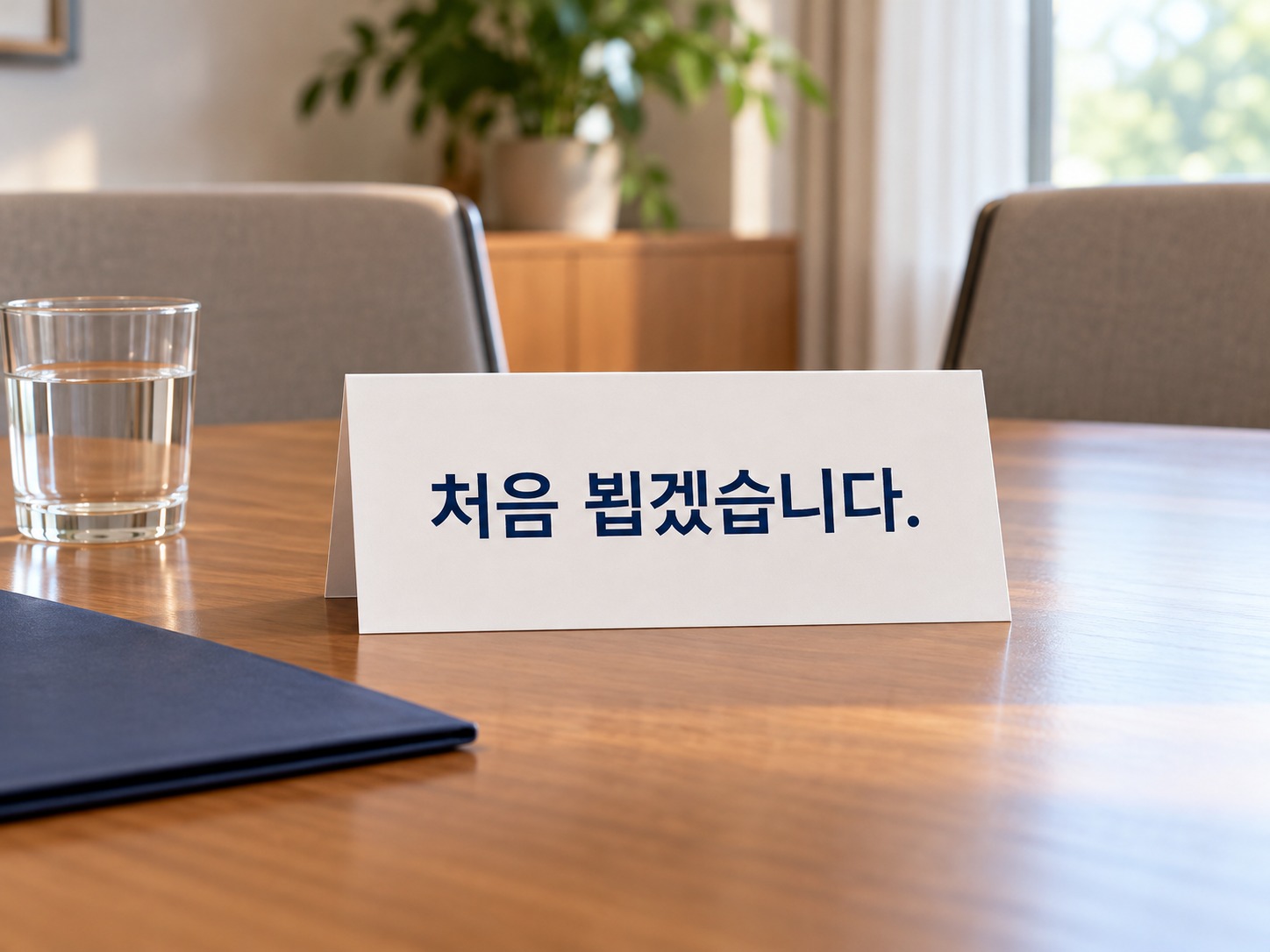 처음 뵙겠습니다라고 적힌 첫인사 카드