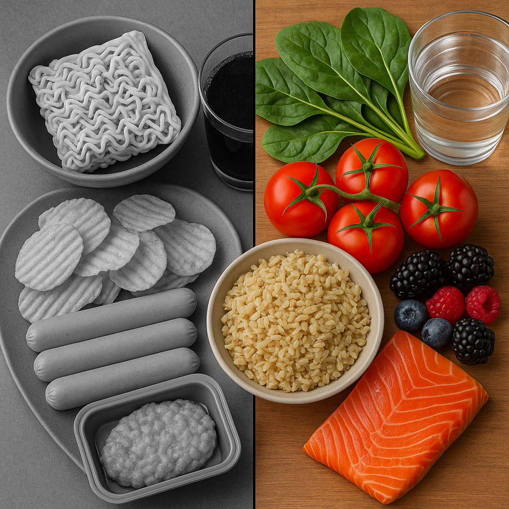 가공식품과 자연식품비교 이미지