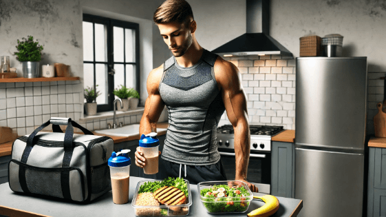 운동 후 영양 섭취하는 남자