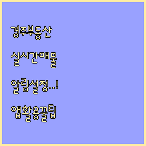 경주 교차로 부동산 앱 활용법과 실시..