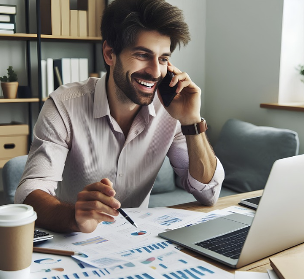 부모님께 안부 전화하는 이미지