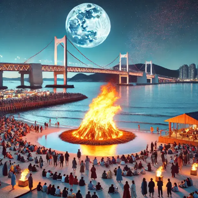 바닷가-다리-달집태우기-사람들