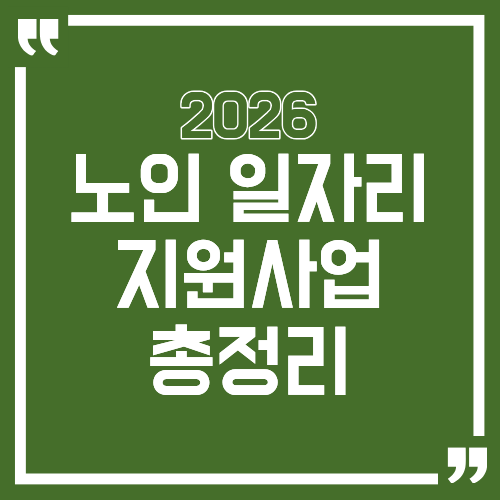 2026년 노인일자리 및 사회활동 지원사업 총정리