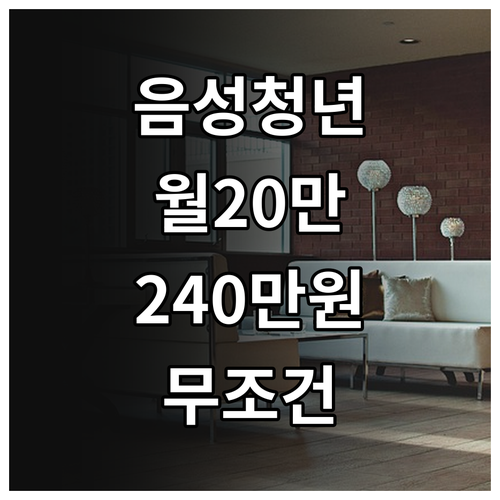 음성군 청년 월세 지원 240만 원 ..