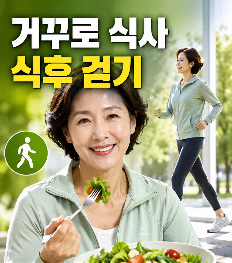 거꾸로 식사한 뒤 걷기 운동하기 모습
