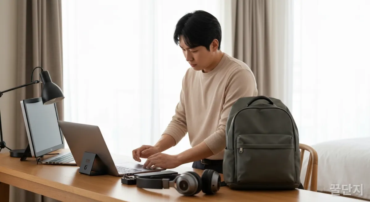 워케이션을 위해 업무 장비와 준비물을 꼼꼼하게 챙기는 한국인