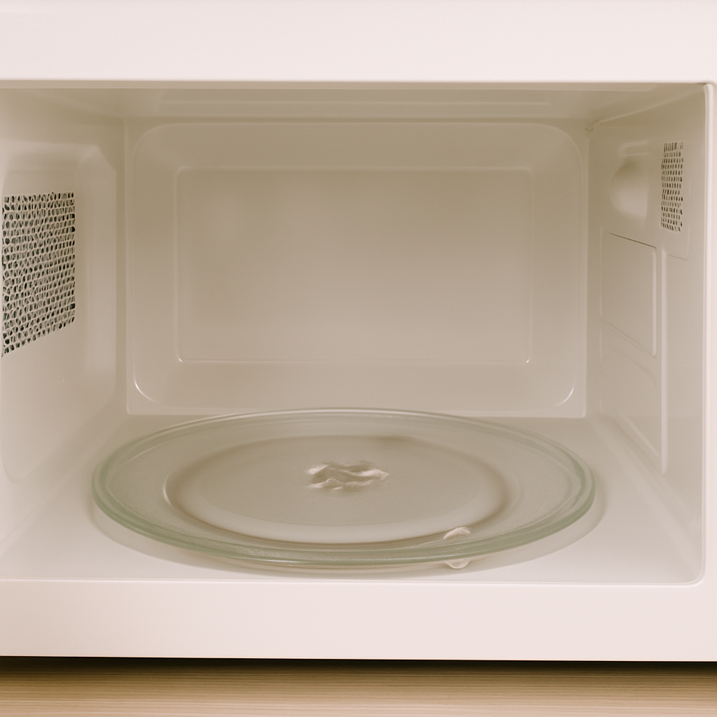 전자레인지 내부가 깨끗하게 청소되어 반짝이는 상태