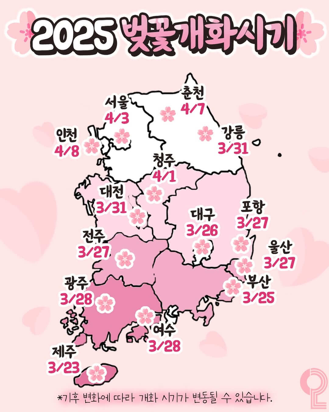 2025 전국 벚꽃 개화시기