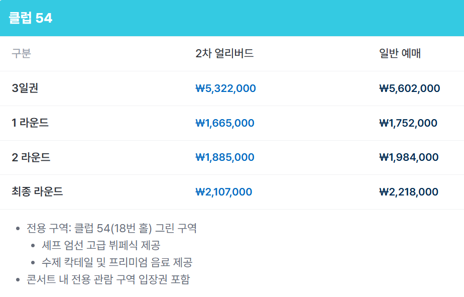 LIV 골프 코리아 2025 티켓 예매, 쿠팡 와우회원 혜택