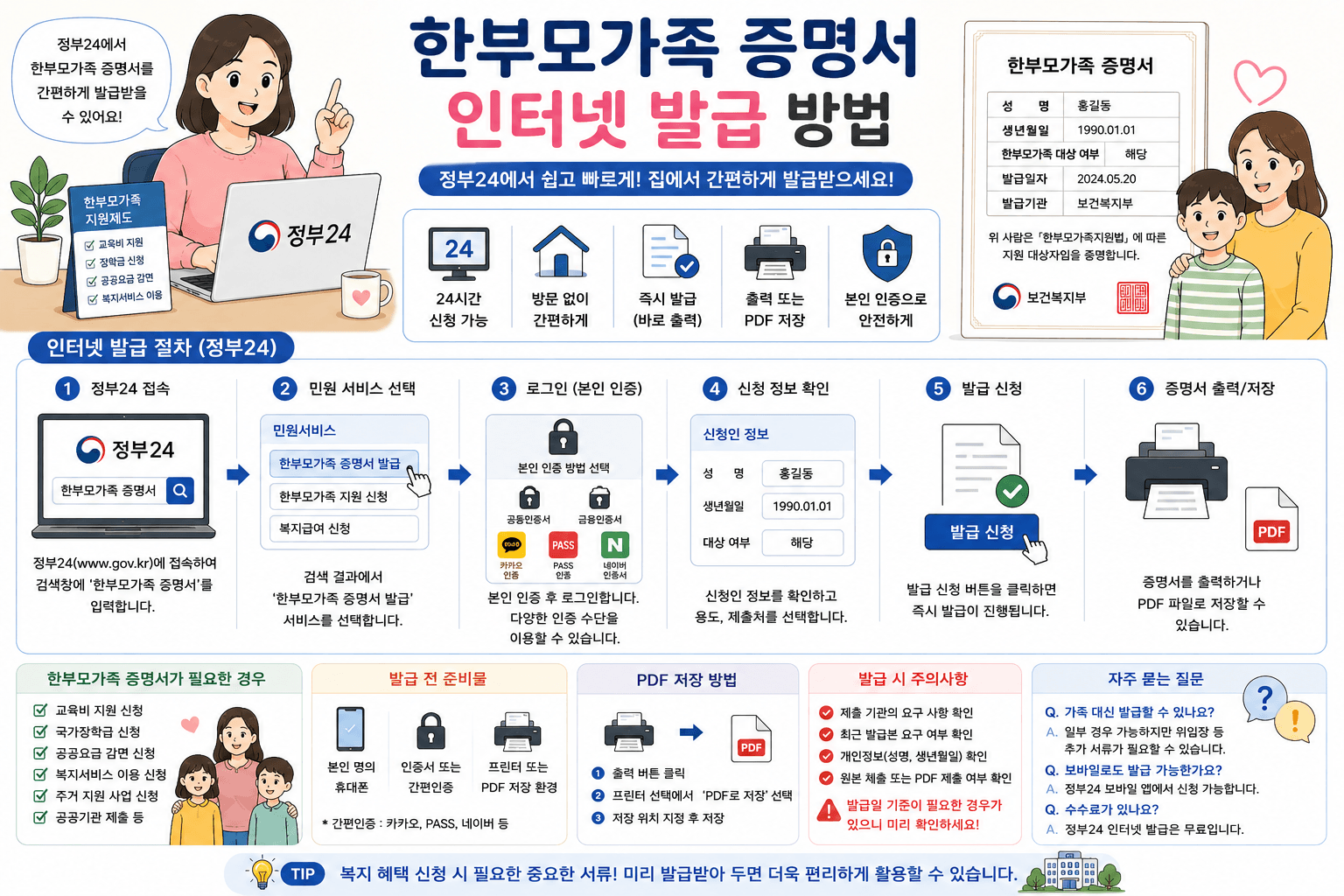 한부모가족 증명서 인터넷 발급 방법