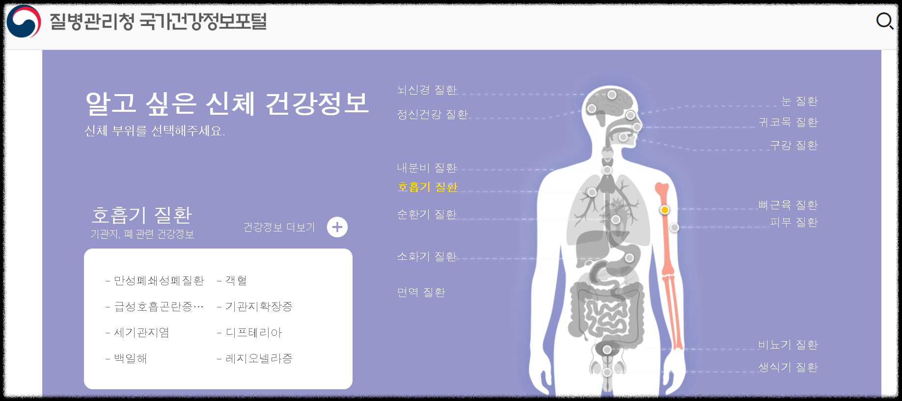 잘병관리청 국가건강정보포털