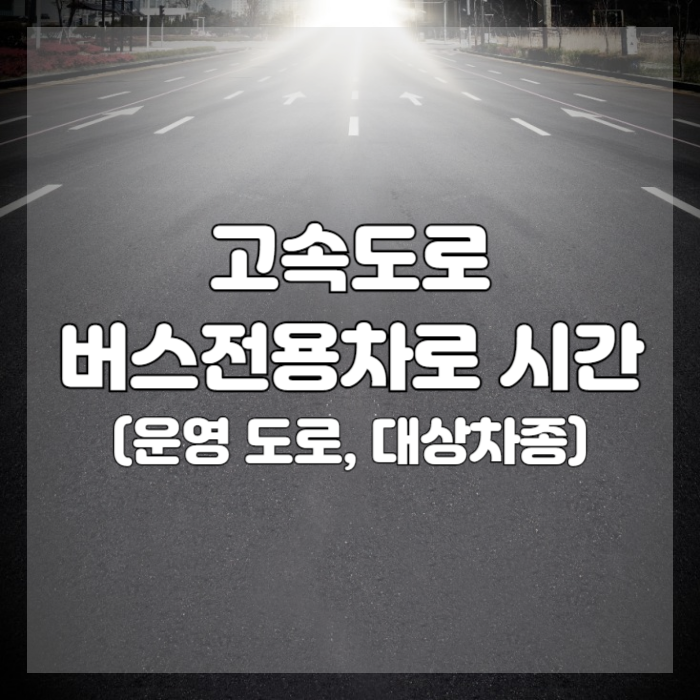 고속도로 버스전용차로 시간(운영 도로, 대상차종)